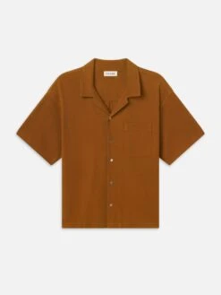 Jacquard Short Sleeve Relaxed Shirt -- Dark Orange