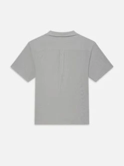 Jacquard Short Sleeve Relaxed Shirt -- Grey Blue -Frame Fashion Shop MS25JTE009 GYBL B