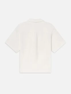 Jacquard Short Sleeve Relaxed Shirt -- White -Frame Fashion Shop MS25JTE009 WHT B