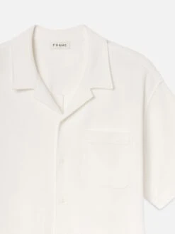 Jacquard Short Sleeve Relaxed Shirt -- White -Frame Fashion Shop MS25JTE009 WHT DET