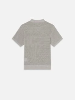 Open Weave Polo Sweater -- Grey Blue 9 Open Weave Polo Sweater -- Grey Blue -Frame Fashion Shop MS25KSW003 GYBL BACK