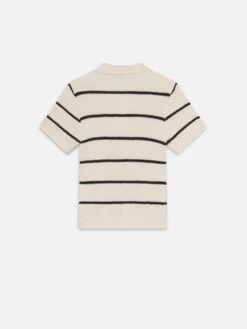 Striped Polo Sweater -- Black Stripe -Frame Fashion Shop MS25KSW017 BKST BACK