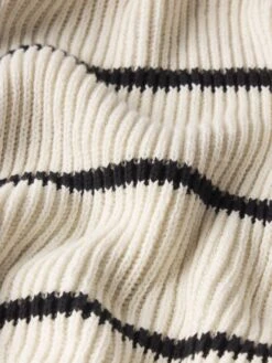 Striped Polo Sweater -- Black Stripe -Frame Fashion Shop MS25KSW017 BKST FABRICDETAIL