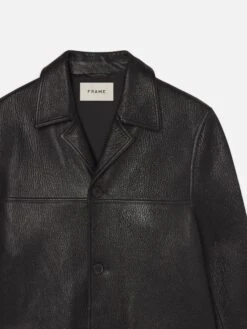 Leather Jacket -- Black -Frame Fashion Shop MS25LJA006 BLK DET