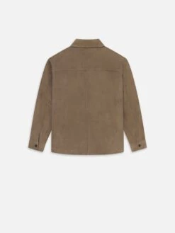 Suede Chore Coat -- Dark Beige 9 Suede Chore Coat -- Dark Beige -Frame Fashion Shop MS25LSH003 DKBG DET BACK