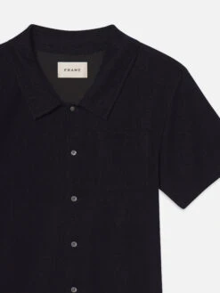 Terry Short Sleeve Shirt -- Dark Navy -Frame Fashion Shop MS25WSH009 DKNV DET