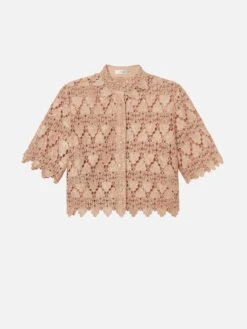 The Lace Button Up Shirt -- Blush