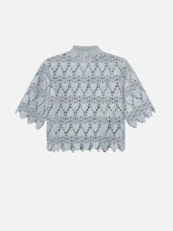 The Lace Button Up Shirt -- Sky Blue -Frame Fashion Shop WE24WSH010 THELACEBUTTONUPSHIRT SKYBLUE BACK