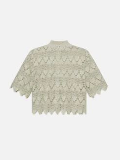 The Lace Button Up Shirt -- Soft Mint -Frame Fashion Shop WE24WSH010 THELACEBUTTONUPSHIRT SOFT MINT BACK