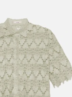 The Lace Button Up Shirt -- Soft Mint -Frame Fashion Shop WE24WSH010 THELACEBUTTONUPSHIRT SOFT MINT DET