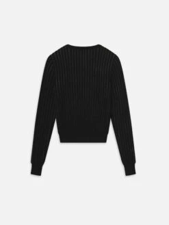 The Sheer Stripe Sweater -- Black -Frame Fashion Shop WE25KSW002 BLK B