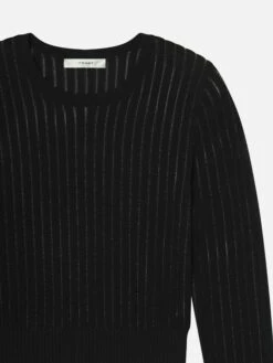 The Sheer Stripe Sweater -- Black -Frame Fashion Shop WE25KSW002 BLK DET