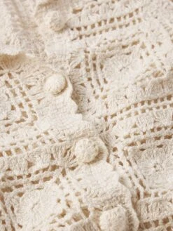 The Crochet Cardi -- Cream -Frame Fashion Shop WE25KSW008 CREA FABRICDETAIL
