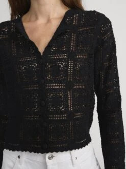 The Crochet Cardi -- Black -Frame Fashion Shop WE25KSW008 BLK 3324