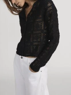 The Crochet Cardi -- Black -Frame Fashion Shop WE25KSW008 BLK 3337