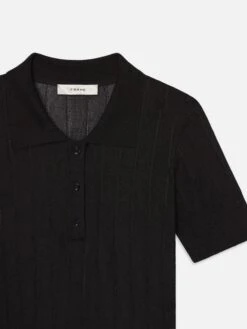 The Ribbed Polo -- Black -Frame Fashion Shop WE25KSW017 BLK DET