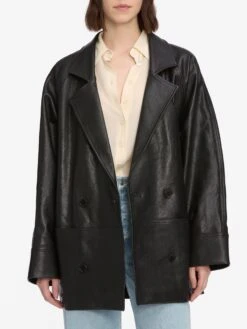 Oversized Leather Jacket -- Black -Frame Fashion Shop WE25LOW001 BLK 4466