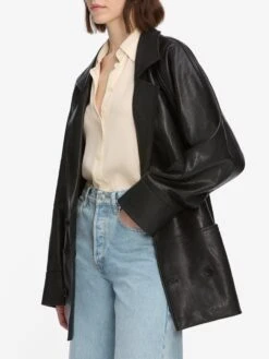 Oversized Leather Jacket -- Black -Frame Fashion Shop WE25LOW001 BLK 4499