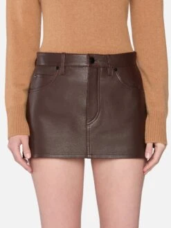 The Leather Mini Skirt -- Dark Brown -Frame Fashion Shop WE25LSK002 DKBR 01274