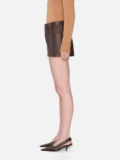 The Leather Mini Skirt -- Dark Brown -Frame Fashion Shop WE25LSK002 DKBR 01279