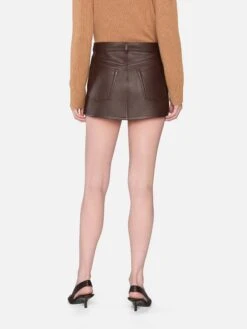 The Leather Mini Skirt -- Dark Brown -Frame Fashion Shop WE25LSK002 DKBR 01292