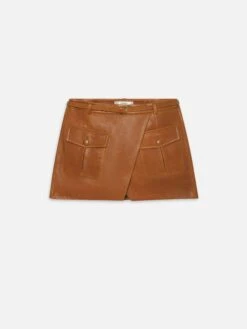 The Leather Cargo Skirt -- Chestnut