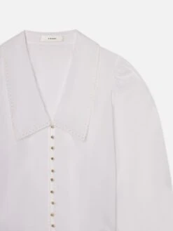 The Eyelet Sailor Blouse -- White 6 The Eyelet Sailor Blouse -- White -Frame Fashion Shop WE25WBL027 WHT DET