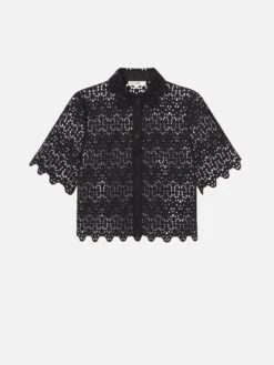 The Deco Eyelet Top -- Black