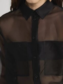 The Silk Organza Shirt -- Black -Frame Fashion Shop WE25WSH023 BLK WE25WSK002 BLK 2642