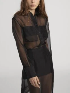 The Silk Organza Shirt -- Black -Frame Fashion Shop WE25WSH023 BLK WE25WSK002 BLK 2685