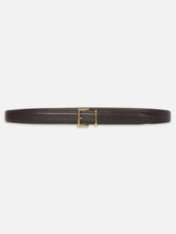 The Leather Square Buckle Belt -- Dark Brown