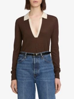 The Two Tone Polo -- Coffee Multi -Frame Fashion Shop WF25KSW013 COFM 7055