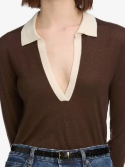 The Two Tone Polo -- Coffee Multi -Frame Fashion Shop WF25KSW013 COFM 7056