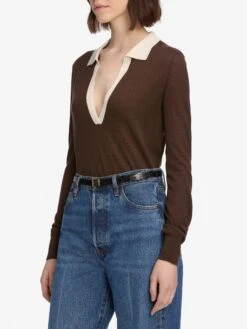 The Two Tone Polo -- Coffee Multi -Frame Fashion Shop WF25KSW013 COFM 7066