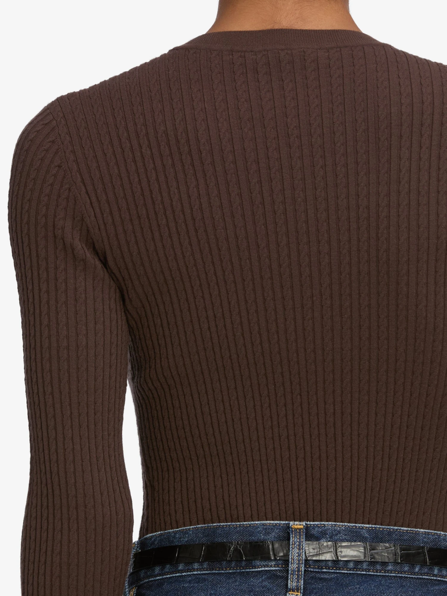 The Fine Cable Sweater -- Coffee 3 The Fine Cable Sweater -- Coffee - Image 3