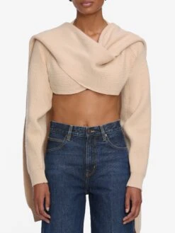 The Scarf Sweater -- Pink Sand -Frame Fashion Shop WF25KSW031 PKSD 5214 V2