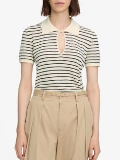 The Keyhole Polo -- Cream Multi -Frame Fashion Shop WF25KSW035 CREM 6241 V2