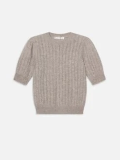 The Ladder Pointelle Sweater -- Light Heather Grey