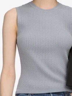 The Fine Cable Tank -- Grey Blue 10 The Fine Cable Tank -- Grey Blue -Frame Fashion Shop WF25KSW043 GYBL 4804