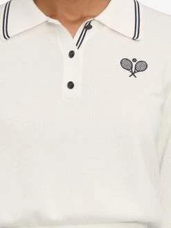 The Long Sleeve Tennis Polo -- White -Frame Fashion Shop WF25KSW050 WHT WF25WSK007 NAVY 10340
