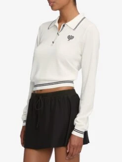 The Long Sleeve Tennis Polo -- White -Frame Fashion Shop WF25KSW050 WHT WF25WSK007 NAVY 10365