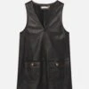 The Leather Pinafore Dress -- Black