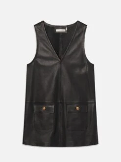 The Leather Pinafore Dress -- Black