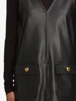 The Leather Pinafore Dress -- Black -Frame Fashion Shop WF25LDR001 BLK 10017