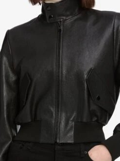 The Leather Harrington Jacket -- Black -Frame Fashion Shop WF25LJA002 BLK 5671