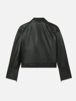 The Leather Zip Front Jacket -- Black -Frame Fashion Shop WF25LJA006 BLK B