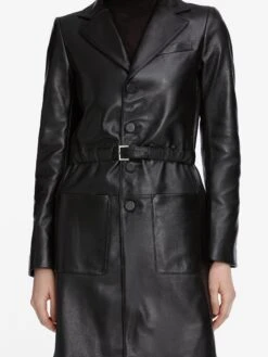 The Long Leather Belted Jacket -- Black -Frame Fashion Shop WF25LJA008 BLK C 13173 V2 41e15868 35c9 4394 a1d9 4d4555ed65ef