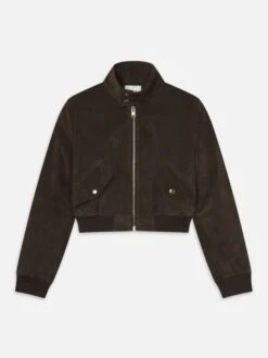The Suede Harrington Jacket -- Coffee