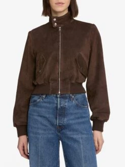 The Suede Harrington Jacket -- Coffee -Frame Fashion Shop WF25LJA009 CFFE 6416