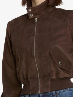 The Suede Harrington Jacket -- Coffee -Frame Fashion Shop WF25LJA009 CFFE 6424